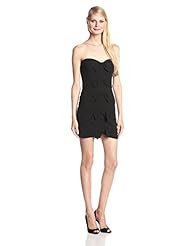 Strapless Cocktail Polyester/Spandex  Asymmetric Tiered Ruched  Dress With a Bow(s)