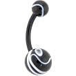 BIOPLAST Black MARBLE Belly Ring