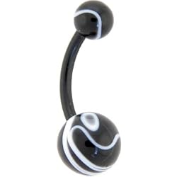 Bioplast Black MARBLE Belly Ring