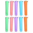 Cosmos ® 10-Piece Pink/Light Blue/Violet/Green/Orange Food Safe Silicone Ice Pop Maker Molds Set with Cosmos Fastening Strap