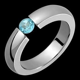 Bhanu Titanium Ring with Tension Set Blue Topaz by Alain Raphael
