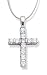 Cross design with tension set round clear CZ Sterling Silver Pendant. Comes with a 16 Sterling Silver Necklace