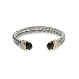 Eve's Addiction Designer Inspired Cable Cuff Bracelet with Onyx Stones