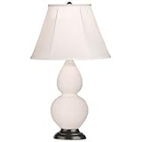 IMAGE OF Robert Abbey 1650 Double Gourd - Accent Lamp, Lily Glazed Ceramic Deep Patina Bronze Finish and Ivory Stretched Fabric Shade