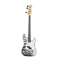 Austin Bazaar 43" Zebra Stripe Electric Bass Guitar with Accessories