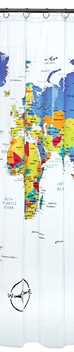 World Map Vinyl Shower Curtain