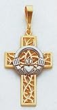 14kt Two-Tone Gold Claddagh Cross - D1521