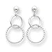 14k White Double Ring Dangle Earrings - Measures