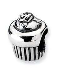 Sterling Silver Cupcake Charm for 3mm Charm Bracelets