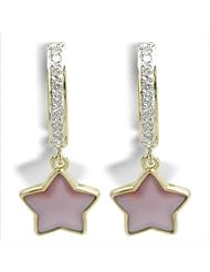 18K yellow gold Star Dangle Mother of Pearl Earring