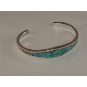 Turquoise Jewelry Blue Opal Sterling Silver Bracelet - BR-0016 by 