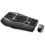 Wireless Comfort Desktop Split Keyboard and Laser Mouse Combo, USB/PS/2, Black