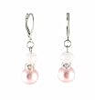 Earrings - E142 - Glass Pearl & Swarovski (tm) Crystal Drop ~ Rose