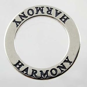 Double Sided Round HARMONY Affirmation Band Pendant in Sterling Silver, #11823