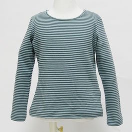 (ラナナチュラルウェアー) Lana Naturalwear オーガニックコットン100% 長袖シャツ Anna スモークブルーストライプ