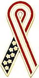 14k Gold Red White & Blue Enameled Awareness Ribbon Pin