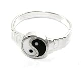 Ladies 24k White Gold/Rhodium Layered Yin Yang Fashion Ring ~ Lifetime Manufacturer Guarantee and Gift Boxed (LR43)