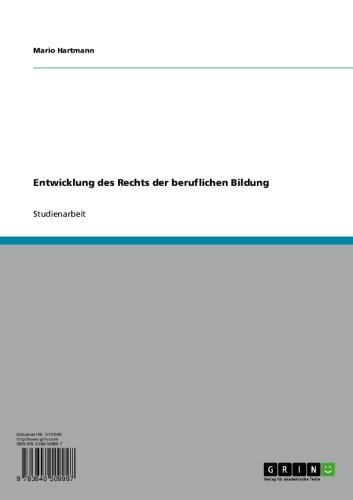 Entwicklung des Rechts der beruflichen Bildung (German Edition)