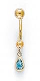 14K Belly Ring Bl Topaz Pear - ES-1201