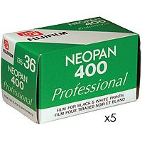 Fujifilm Neopan 400 Black & White Film ISO 400, 35mm Size, 36 Exposure 5-Pack