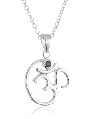 VINANI brand Germany 925 Sterling Silver Women Pendant Om Symbol with black Zirconia & Cable Link Chain Necklace AOM-T