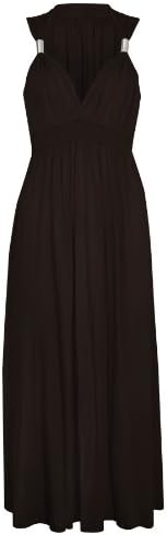 Ladies Long Stretch Womens Maxi Dress Coil Spring 1 Size (1 Size, Chocolate Brown)