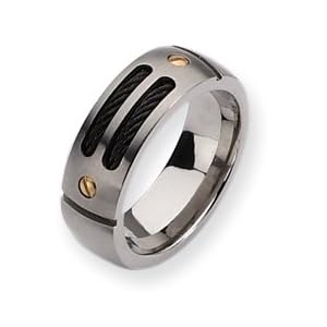 Titanium Black Plated 24k Accent 8mm Brush Band