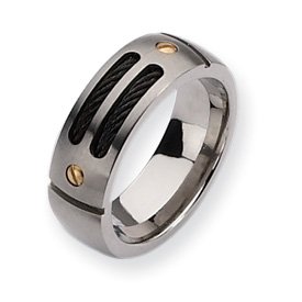 Titanium Black Plated 24k Accent 8mm Brush Band Size 10.5 31QHwg9e%2BYL Titanium Black Plated 24k Accent 8mm Brush Band Size 10.5