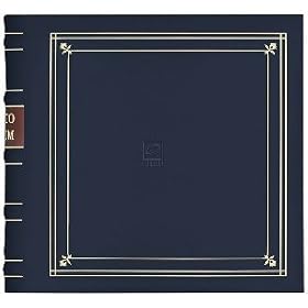 4X6 2-UP 200 PHOTO BONDED LEATHER 3-RING BI DIRECTIONAL MEMO ALBUM - NAVY BLUE - Photo Album