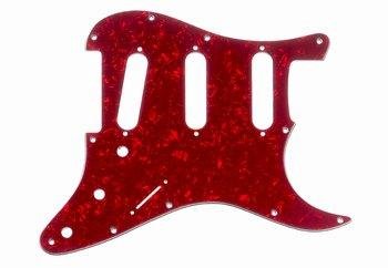 Strat Pickguard Red Pearloid 3-ply (RP/W/B) 11 Holes