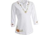 Misses C.B.Casual Pumpkin Split Neck Tee