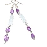 Amethyst Earrings 14 Dangle Aquamarine Blue Purple Crystal Healing Gemstone 3