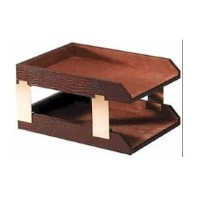 Legal Double Tray Crocodile Leather Desk Trays