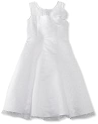 Girls Tea Length Organza/Polyester Embroidered  Dress