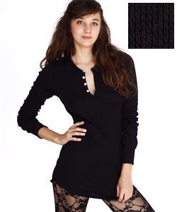 American Apparel Baby Thermal Long Sleeve Henley Medium-black