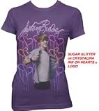 JUSTIN BIEBER - SHIMMERING HEART - PURPLE YOUTH GIRLS T-SHIRT