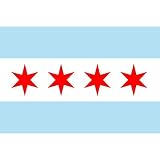 Professionally Framed Chicago City Flag Poster Print - 13x19 with RichAndFramous Black Wood Frame