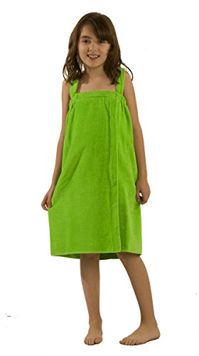 Brushed Terry Girls Bamboo Cotton Shower Wrap Towels, SNAG Free Loops