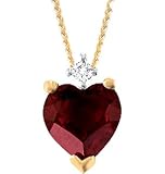 Jewelry: Medium picture for 14KT Diamond and Garnet Heart Pendant