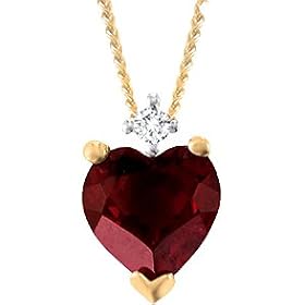 14KT Diamond and Garnet Heart Pendant