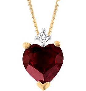 Jewelry: 14KT Diamond and Garnet Heart Pendant
