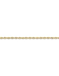 14k Yellow Gold 9.00 Inches 2.50mm Wide D/C Extra-Light Rope Chain Anklet. Weight: 3.67 Grams - 30 Day Money Back Guarantee