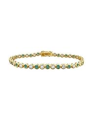 Emerald and Diamond Tennis Bracelet 18K Yellow Gold - 4.00 CT TGW