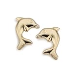 14k Yellow Gold Dolphin Stud Earrings