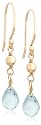 14k Yellow Gold, March Birthstone, Aquamarine Briolette Hook Earrings