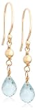 14k Yellow Gold, March Birthstone, Aquamarine Briolette Hook Earrings