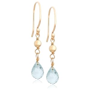Click here to buy 14k Yellow Gold, March Birthstone, Aquamarine Briolette Hook Earrings by Amazon.com Collection.