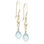 14k Yellow Gold, March Birthstone, Aquamarine Briolette Hook Earrings