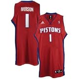 Allen Iverson Detroit Pistons #1 Replica Adidas NBA Basketball Jersey (Red)