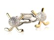 Novelty Two Tone Silver Gold Golf Ball Club Cufflinks with Presentation Box